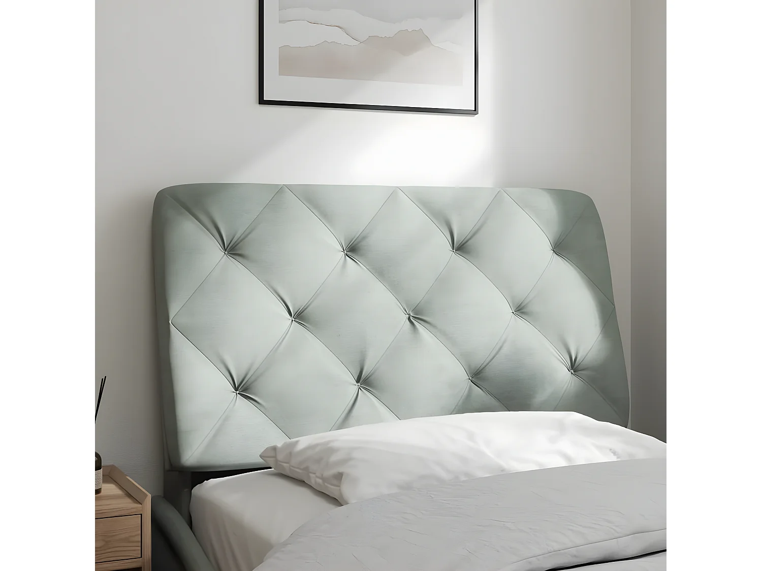 Coussin de tête de lit gris clair 80 cm velours