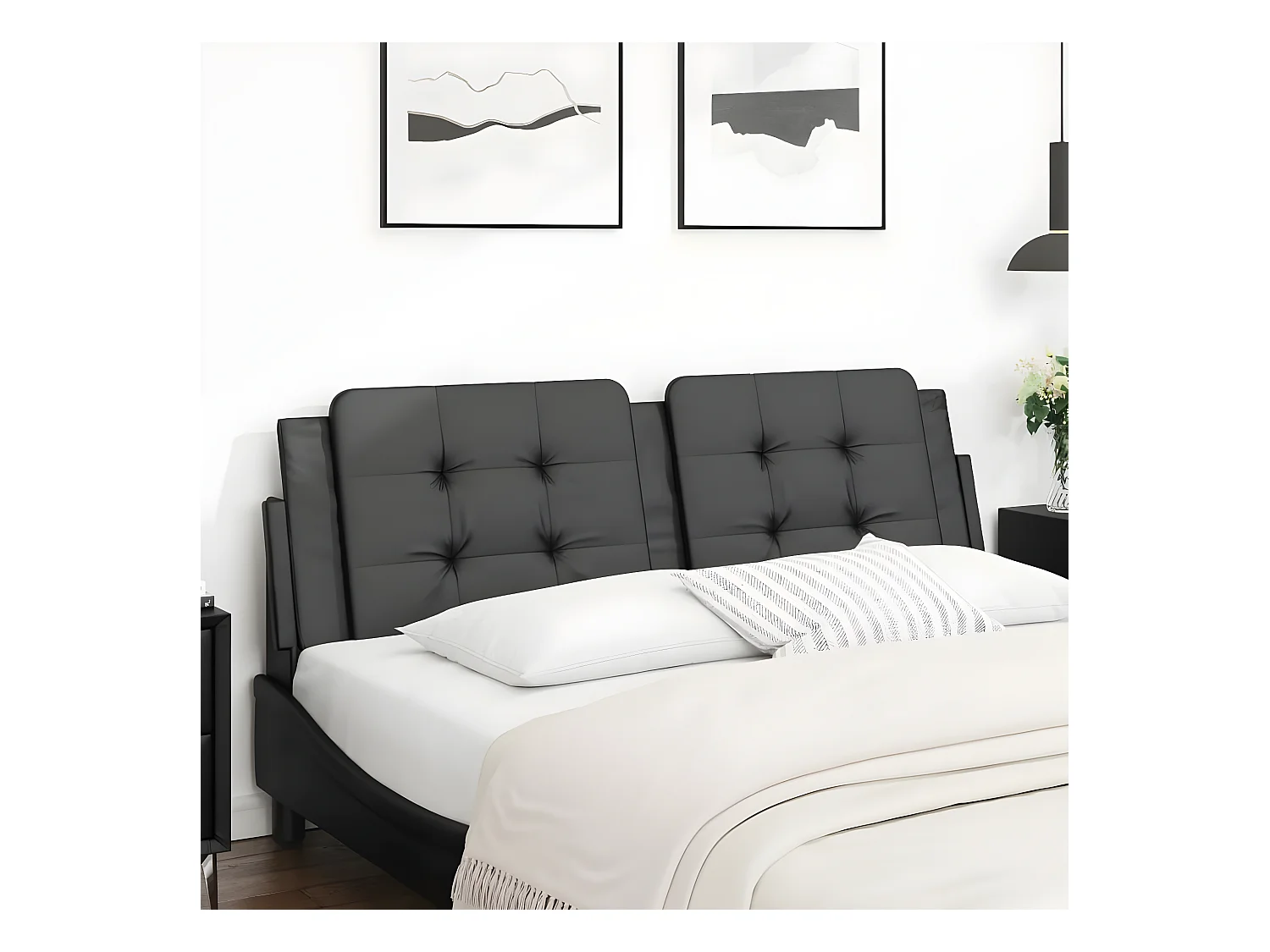 Coussin de tête de lit noir 160 cm similicuir