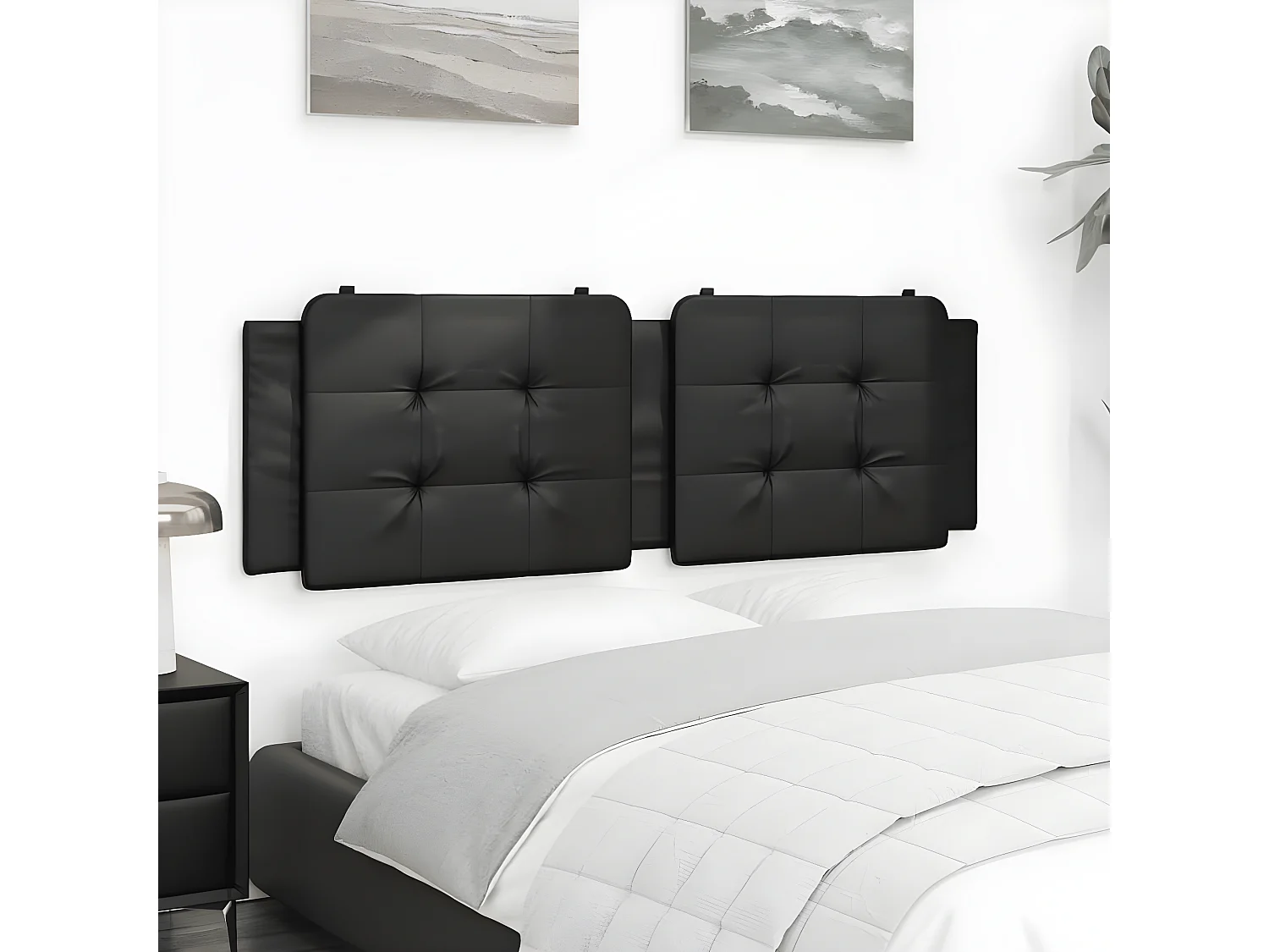 Coussin de tête de lit noir 160 cm similicuir