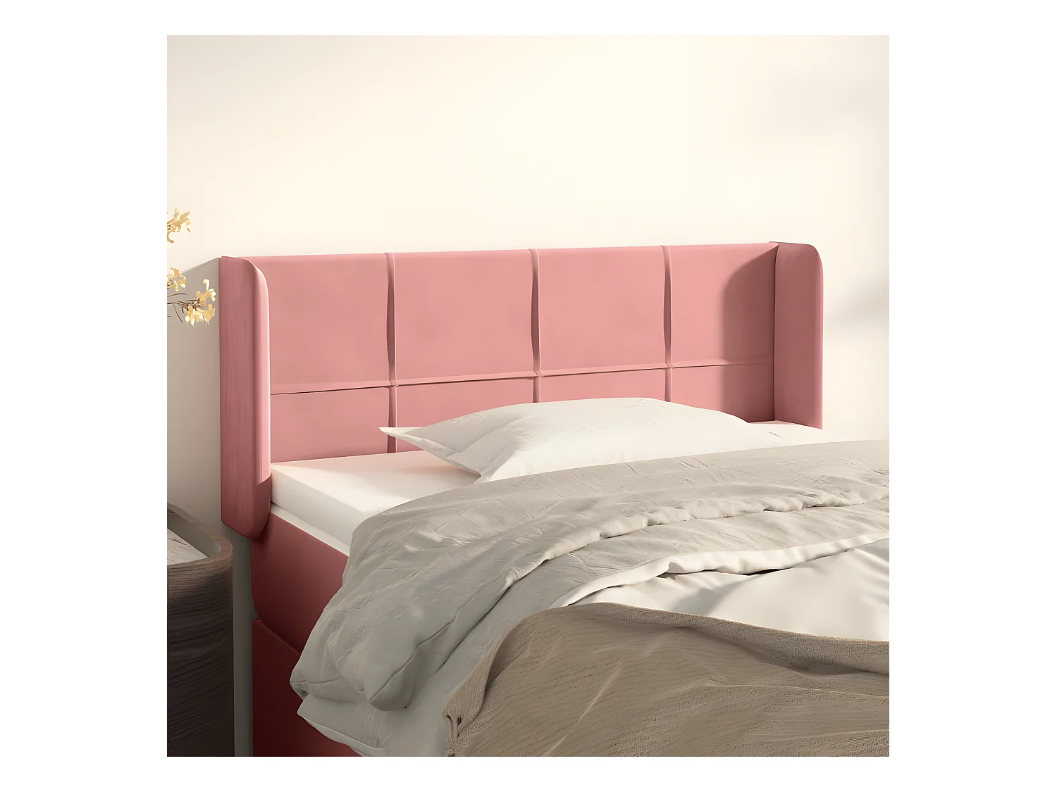 Tête de lit avec oreilles Rose 103x16x78/88 cm Velours