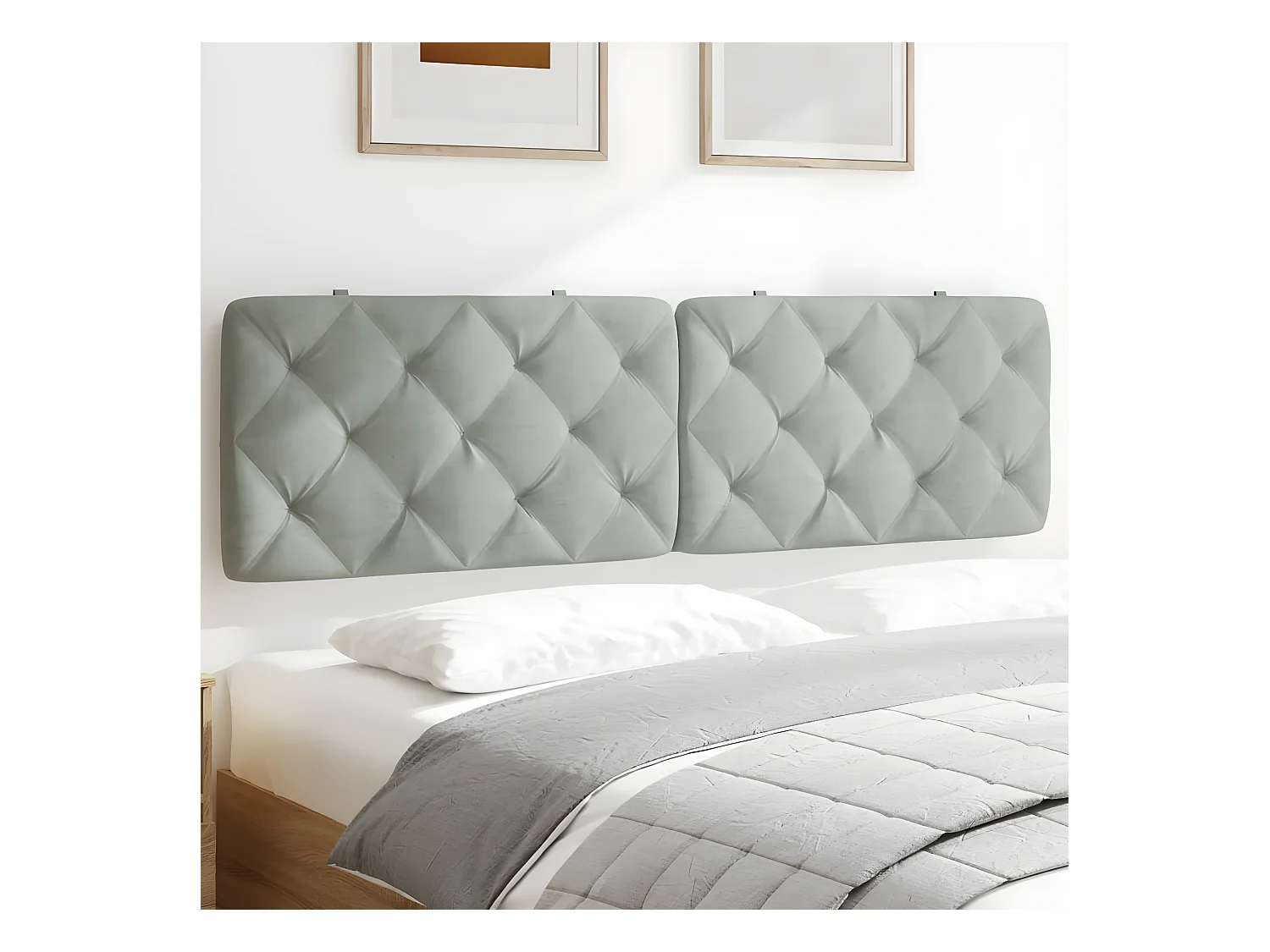 Coussin de tête de lit gris clair 180 cm velours