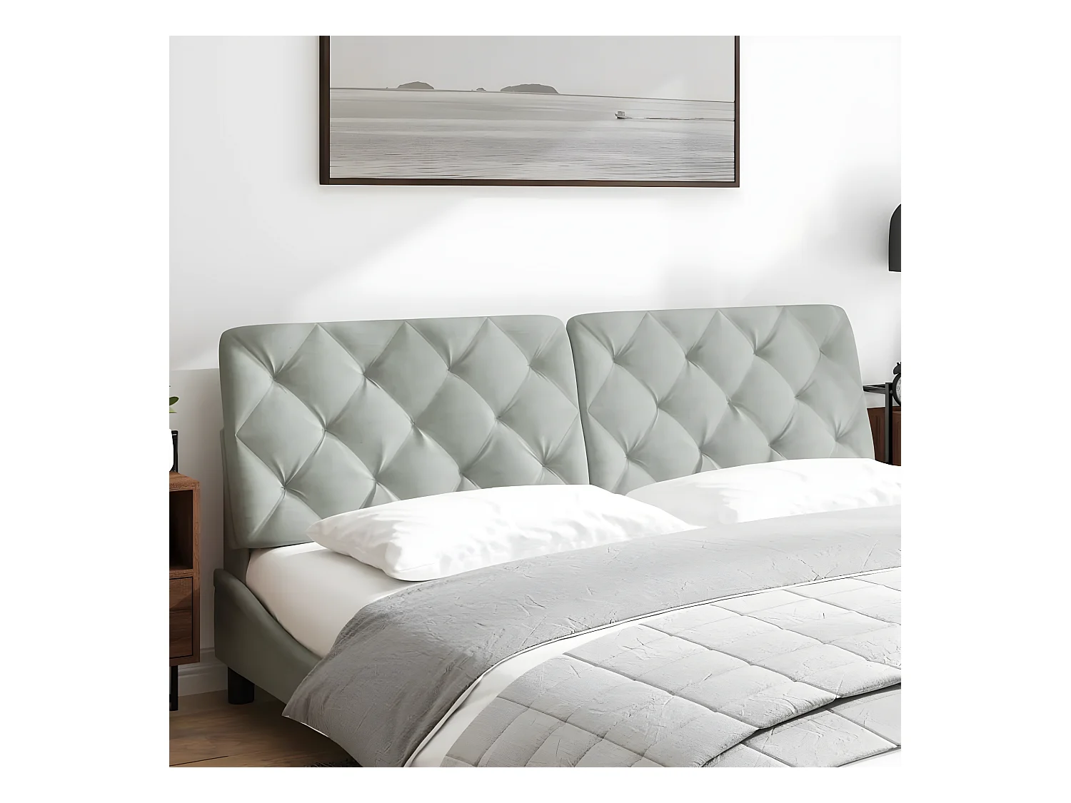 Coussin de tête de lit gris clair 180 cm velours