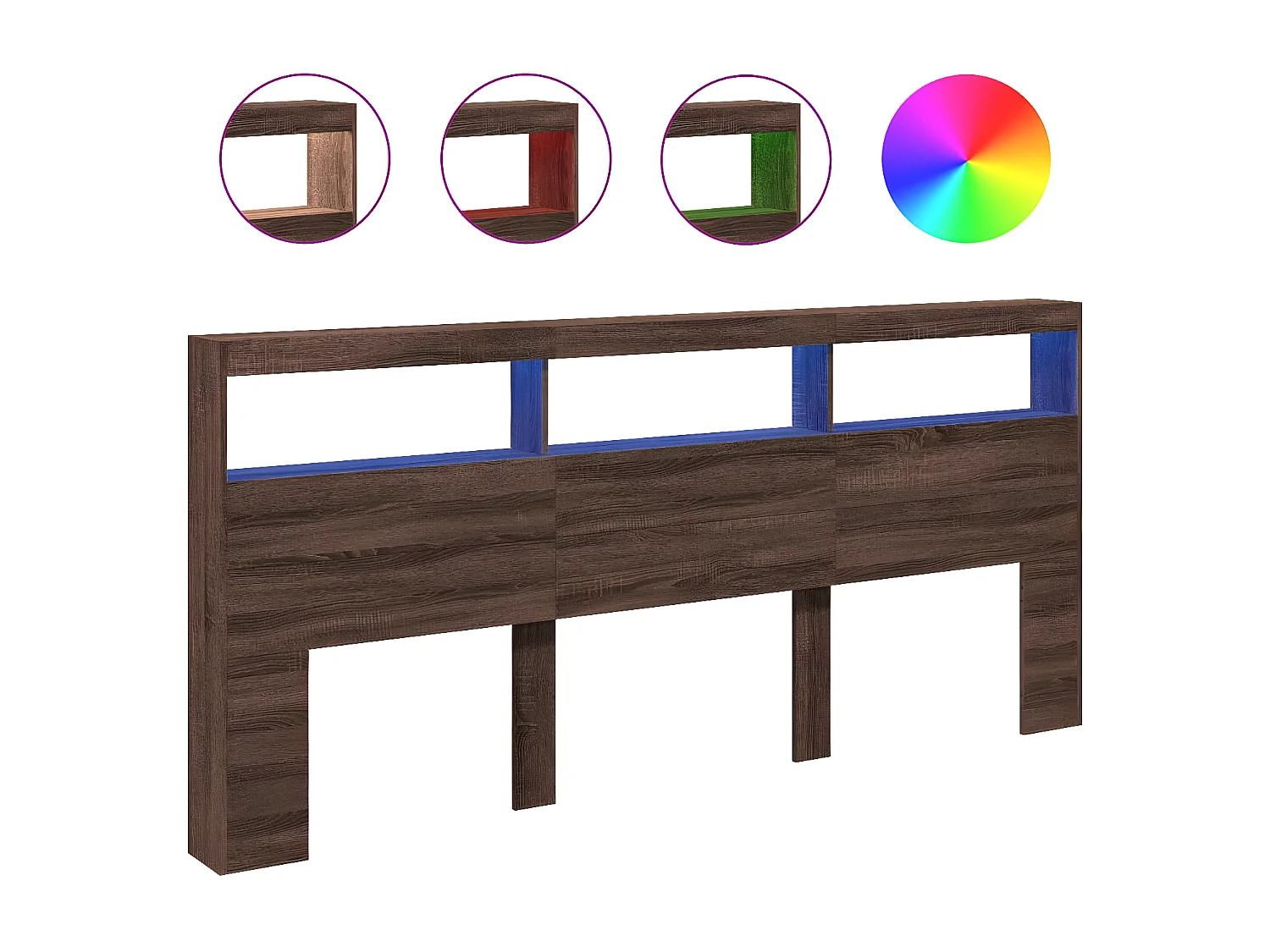 Armoire tête de lit avec LED chêne marron 220x17x102 cm