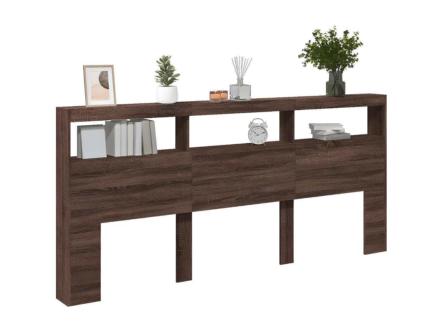 Armoire tête de lit avec LED chêne marron 220x17x102 cm