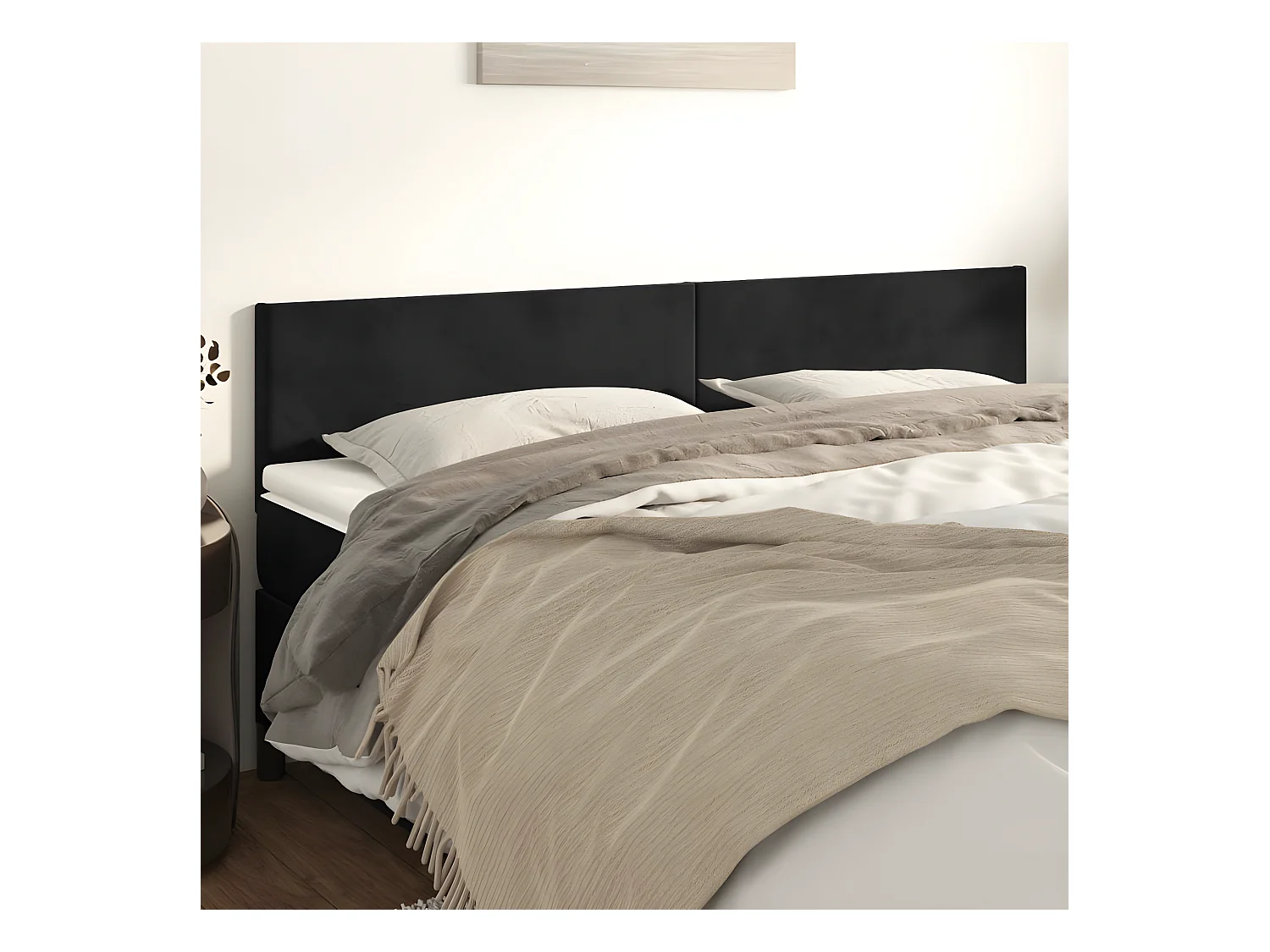 Têtes de lit 2 pièces Noir 80x5x78/88 cm Velours