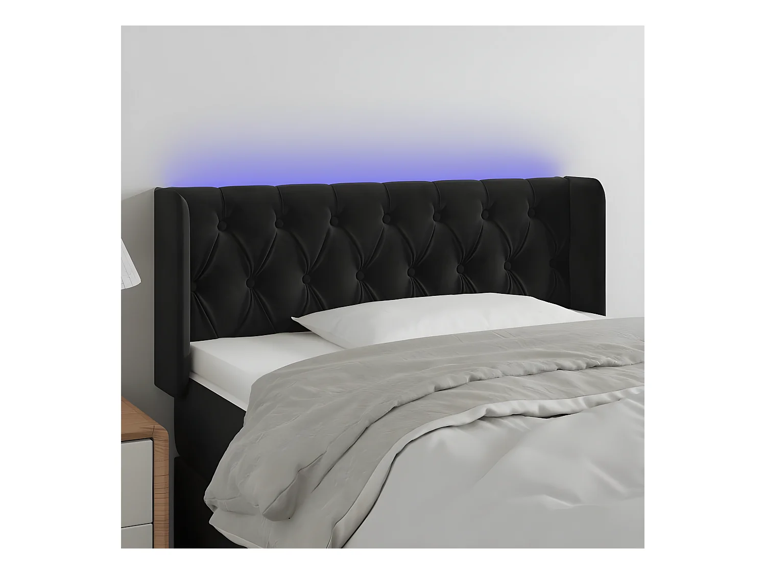 Tête de lit à LED Noir 103x16x78/88 cm Velours
