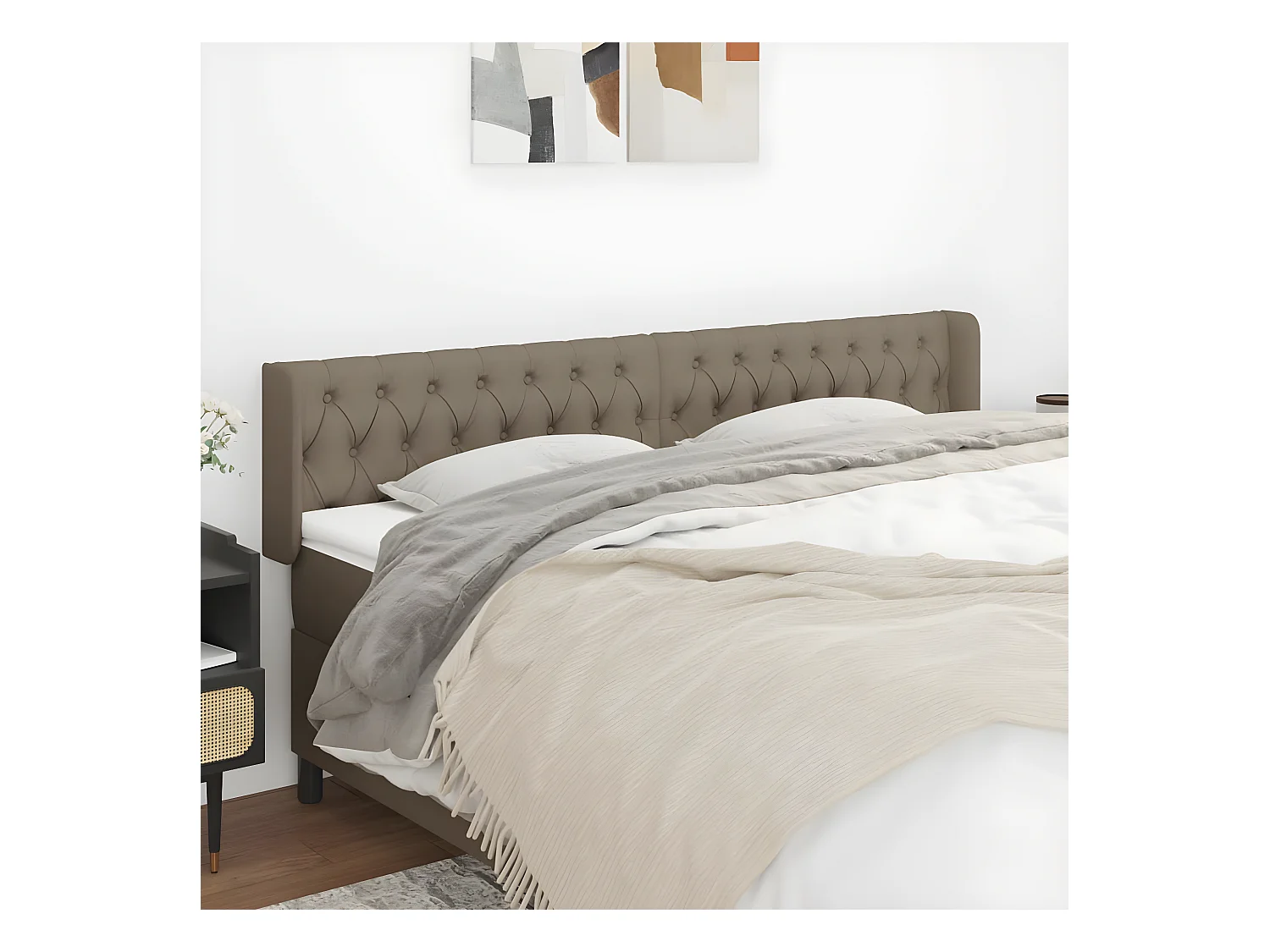 Tête de lit avec oreilles Taupe 203x16x78/88 cm Tissu