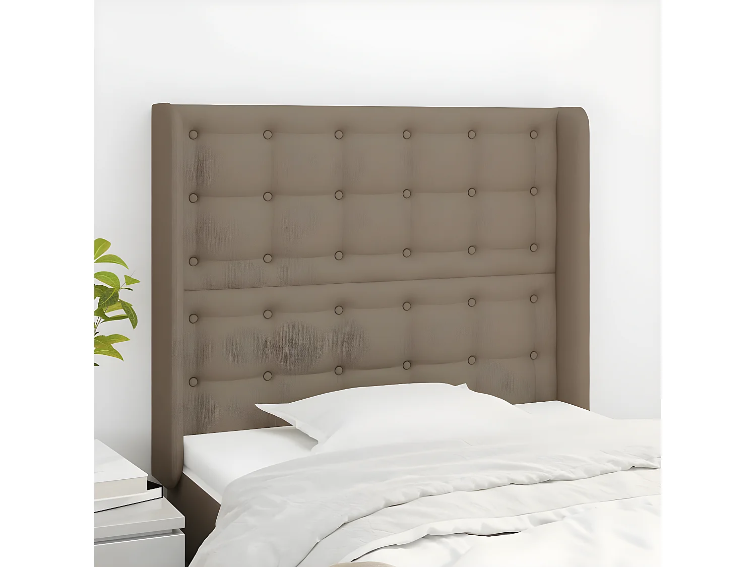 Tête de lit avec oreilles Taupe 103x16x118/128 cm Tissu