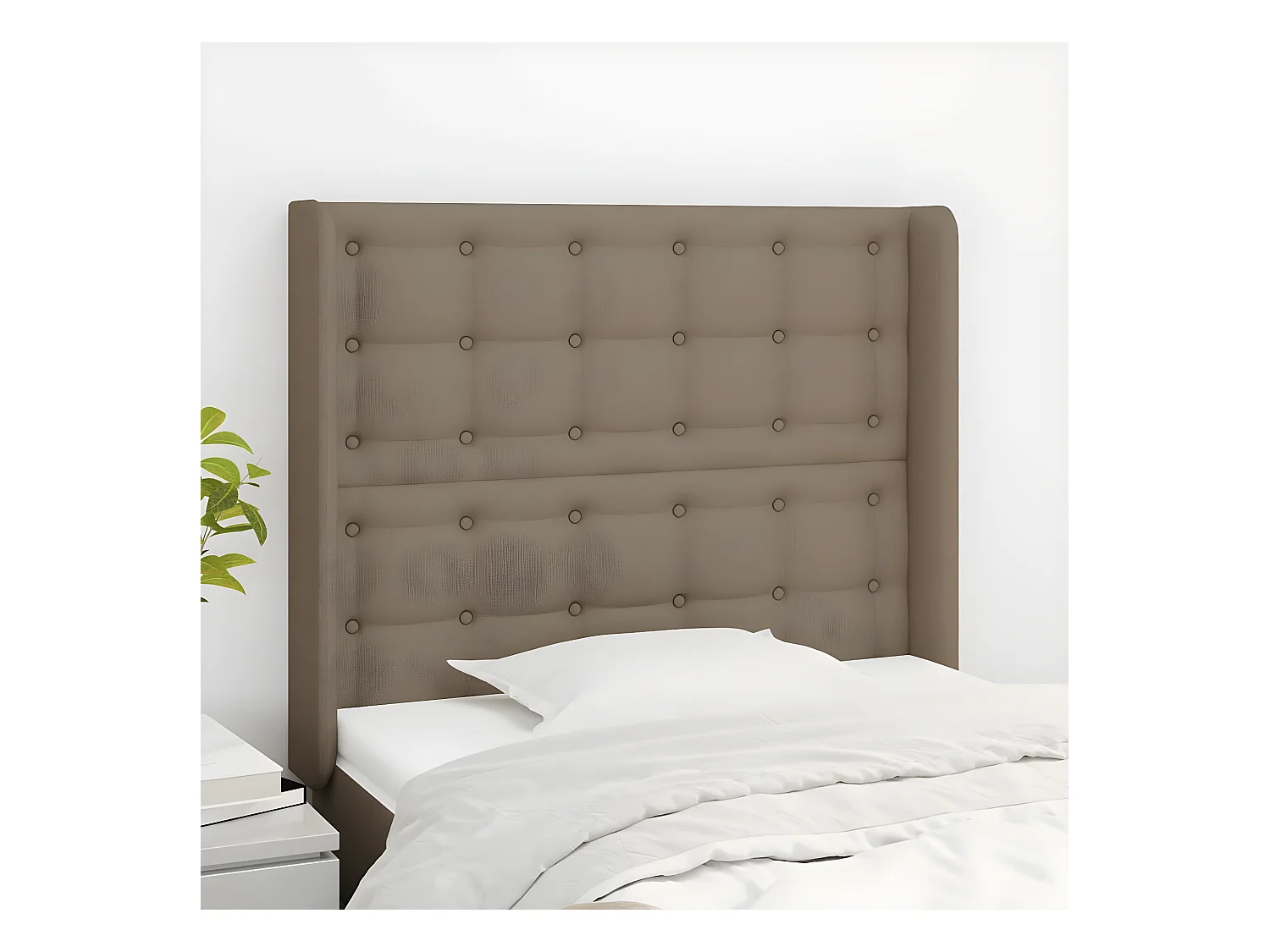 Tête de lit avec oreilles Taupe 103x16x118/128 cm Tissu