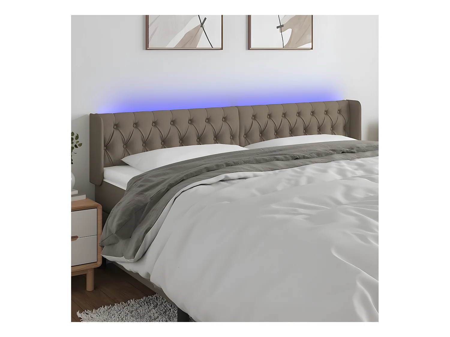 Tête de lit à LED Taupe 183x16x78/88 cm Tissu