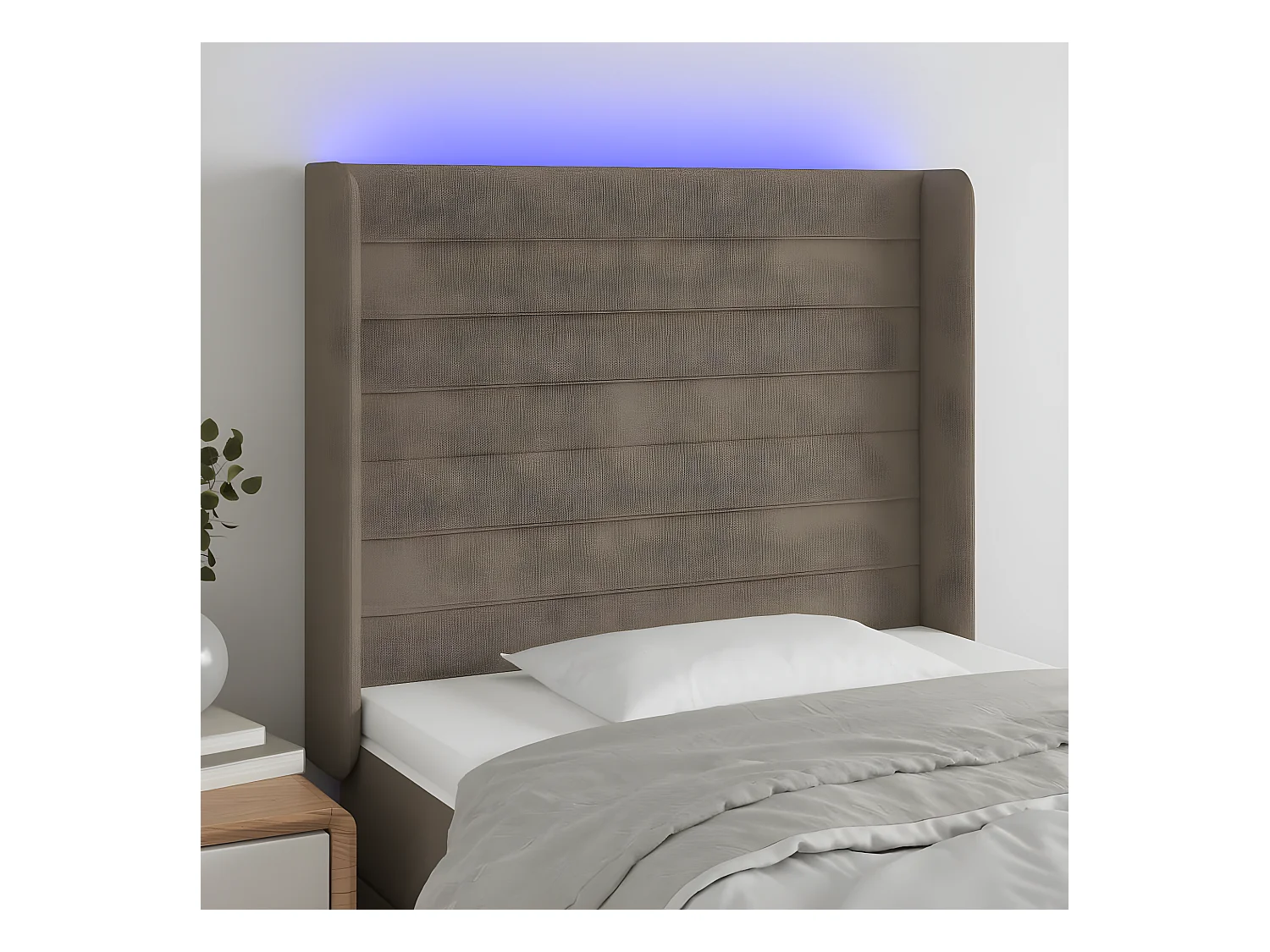 Tête de lit à LED Taupe 83x16x118/128 cm Tissu