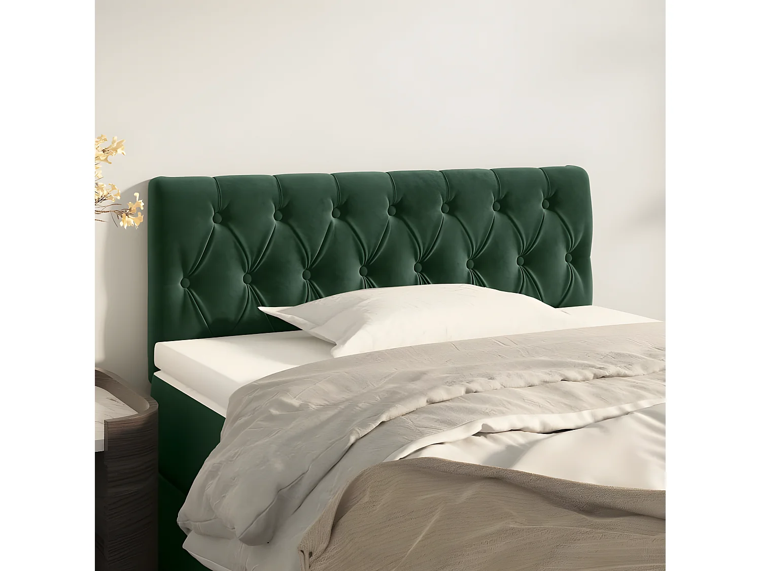 Cabecero de terciopelo verde oscuro 90x7x78/88 cm