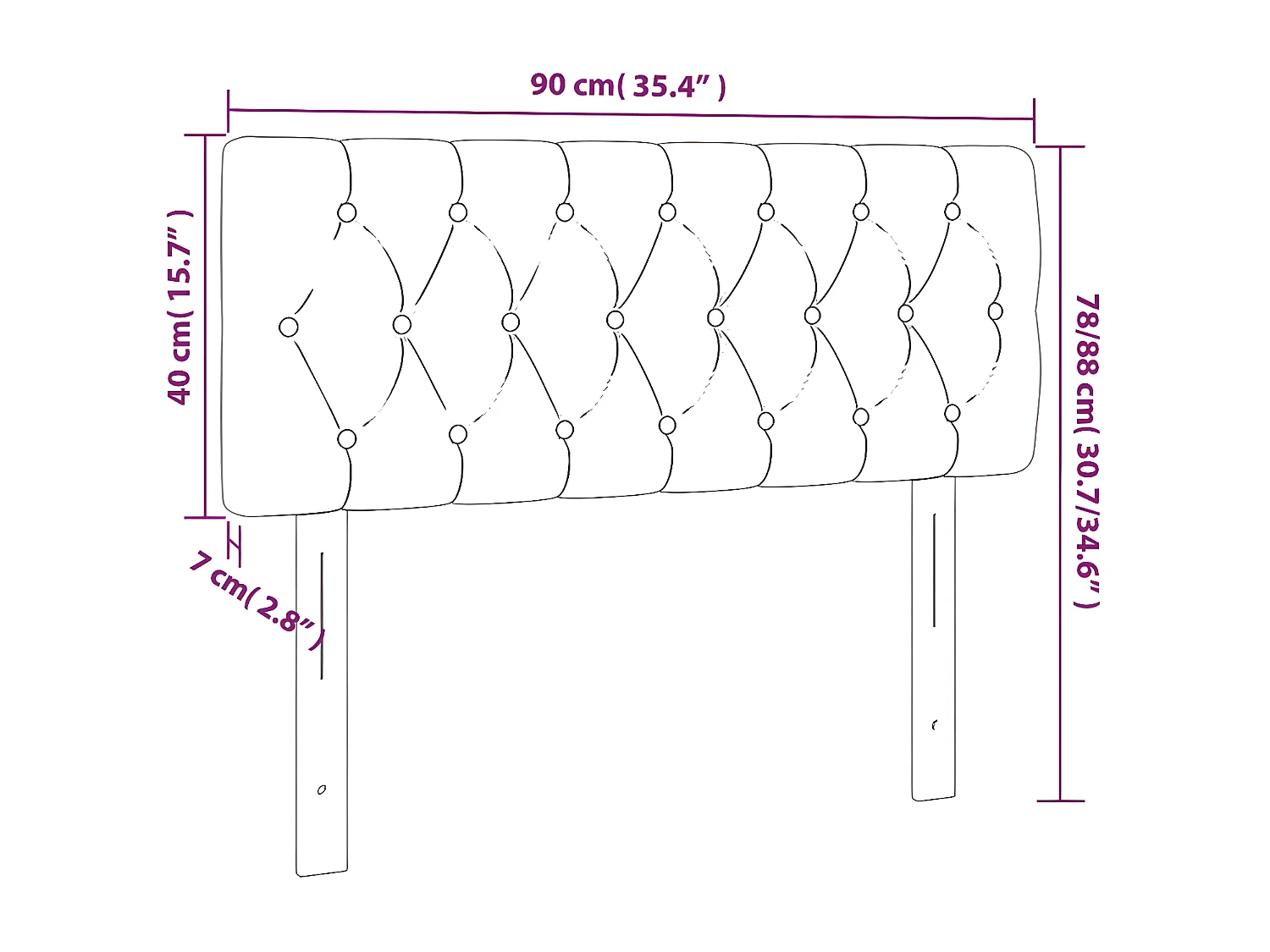 Cabecero de terciopelo verde oscuro 90x7x78/88 cm