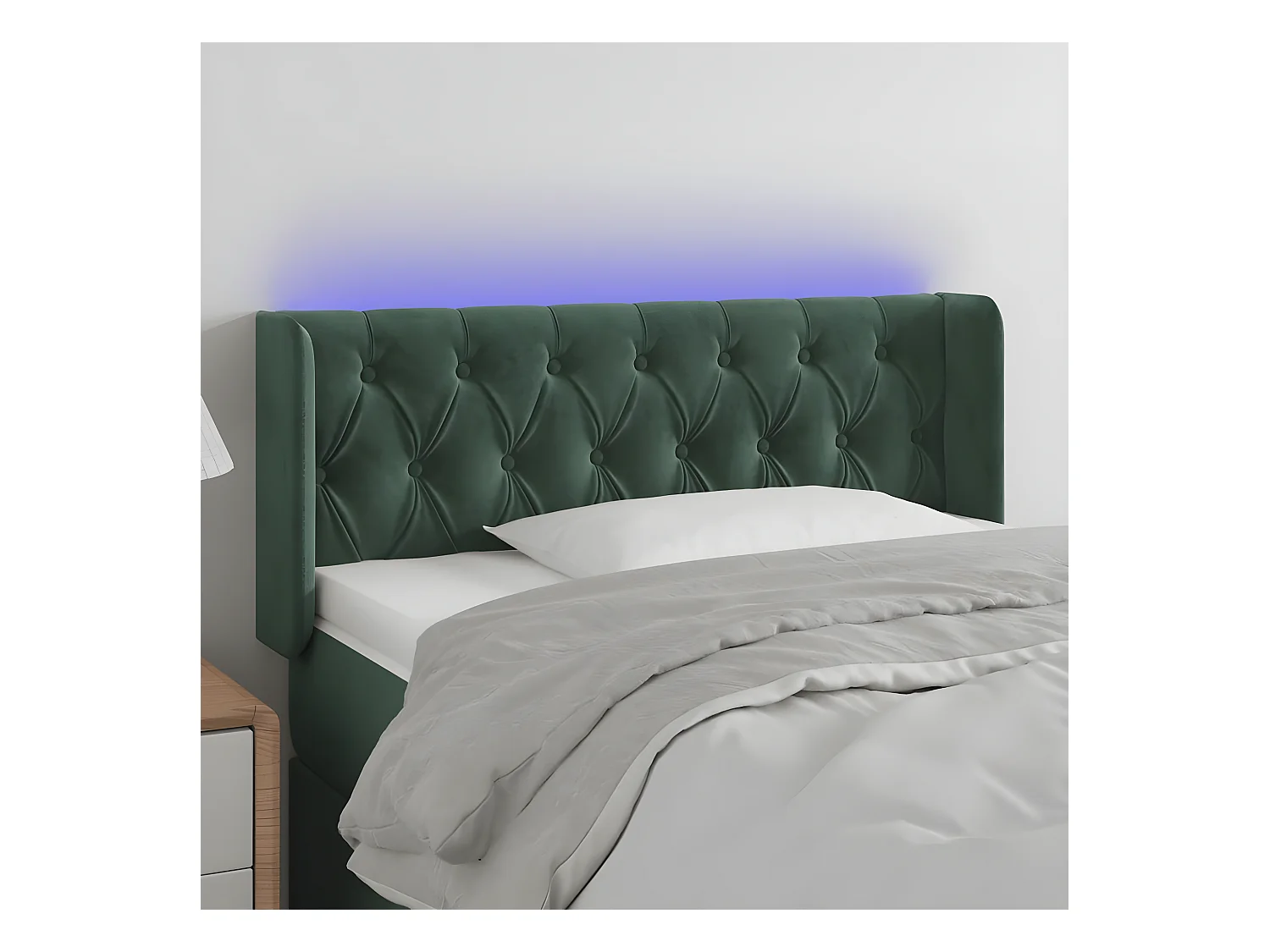Cabecero con LED de terciopelo verde oscuro 103x16x78/88 cm