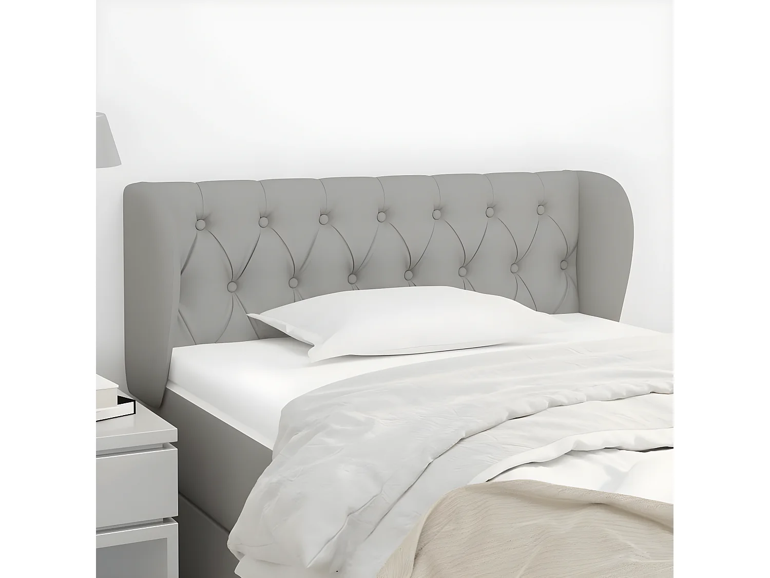 Cabecero de tela gris claro 103x23x78/88 cm