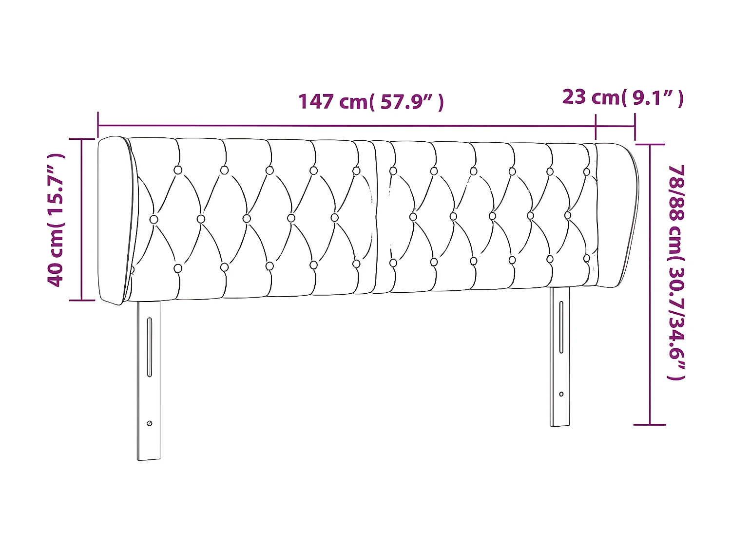 Tête de lit avec oreilles Gris clair 147x23x78/88 cm Velours