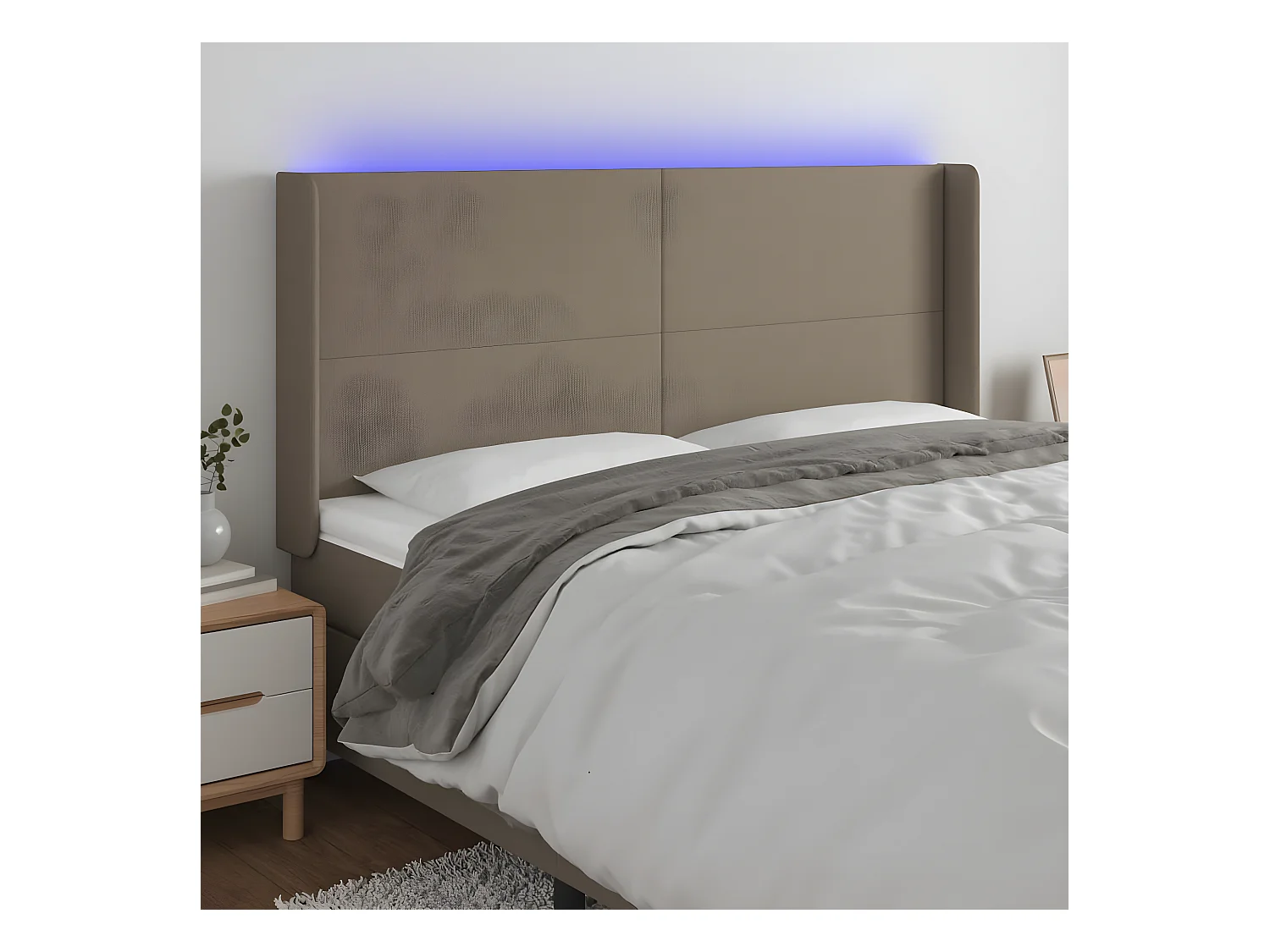 Tête de lit à LED Taupe 163x16x118/128 cm Tissu