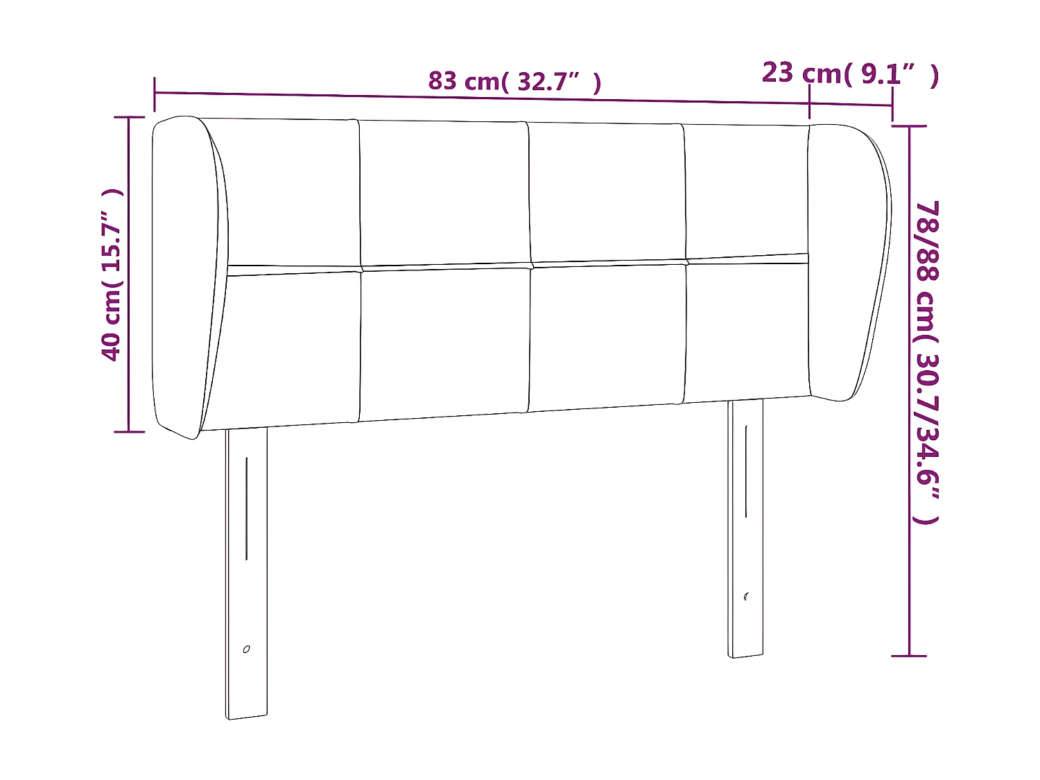 Hoofdbord met randen 83x23x78/88 cm fluweel donkergroen