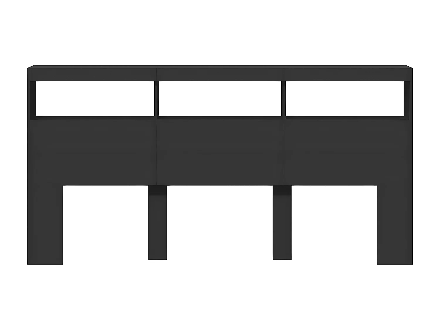 Armoire tête de lit avec LED noir 200x17x102 cm