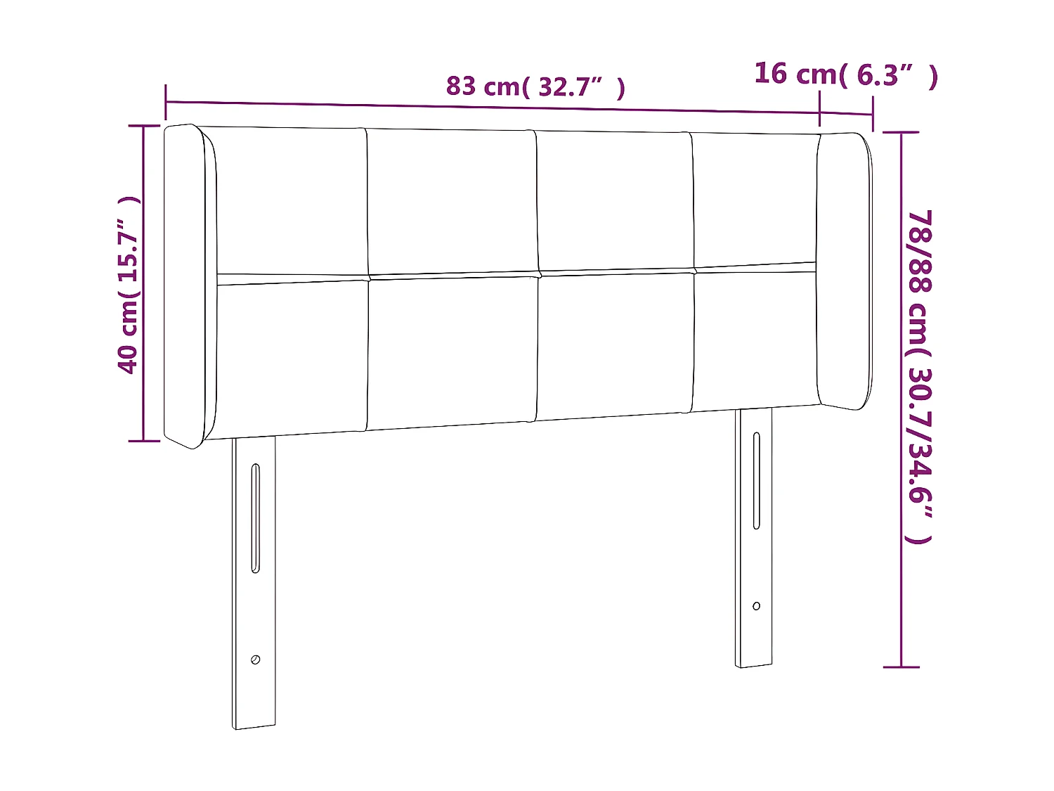 Tête de lit avec oreilles Rose 83x16x78/88 cm Velours