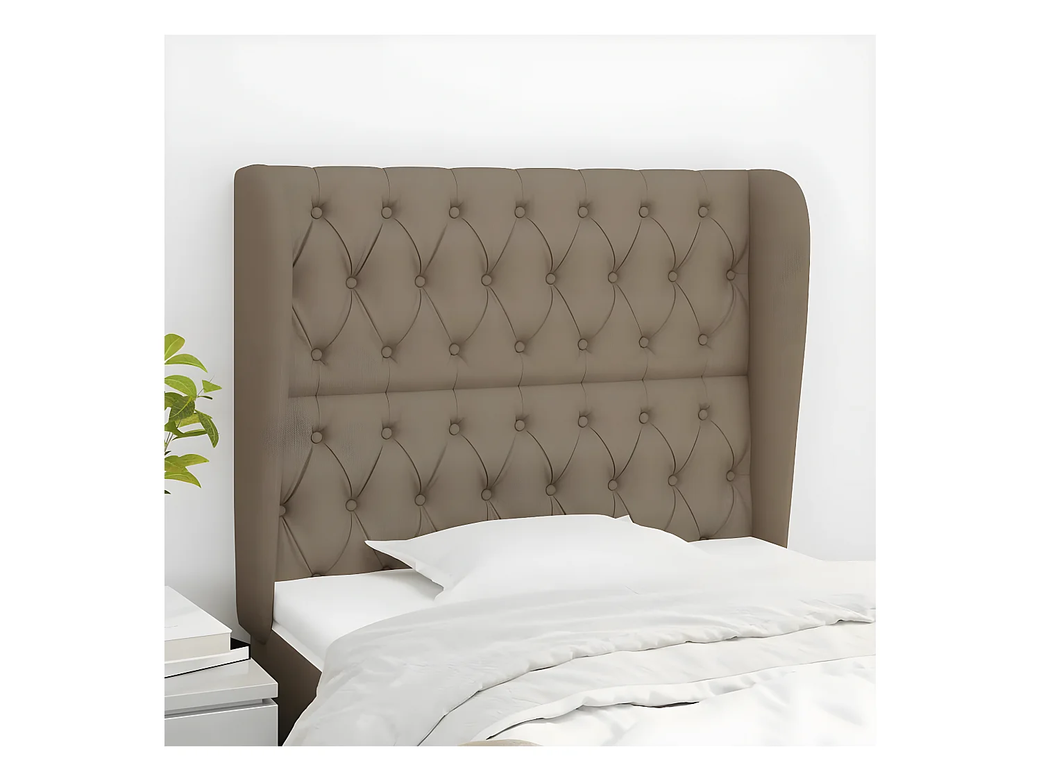 Tête de lit avec oreilles Taupe 93x23x118/128 cm Tissu