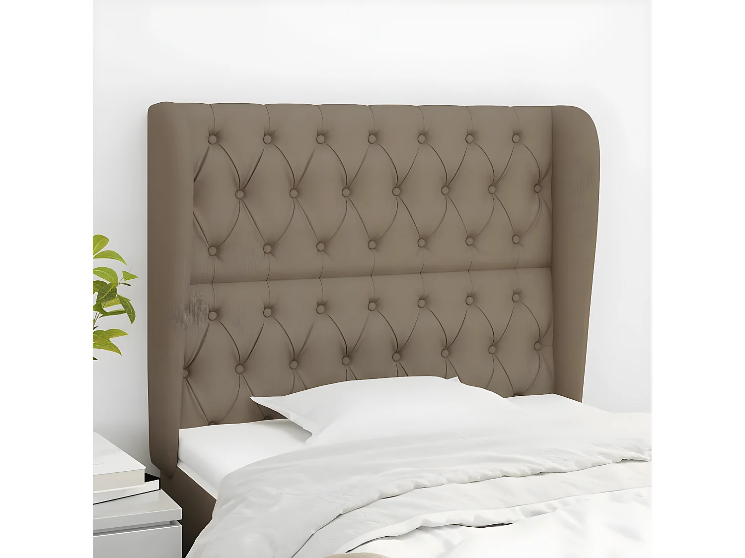 Tête de lit avec oreilles Taupe 93x23x118/128 cm Tissu