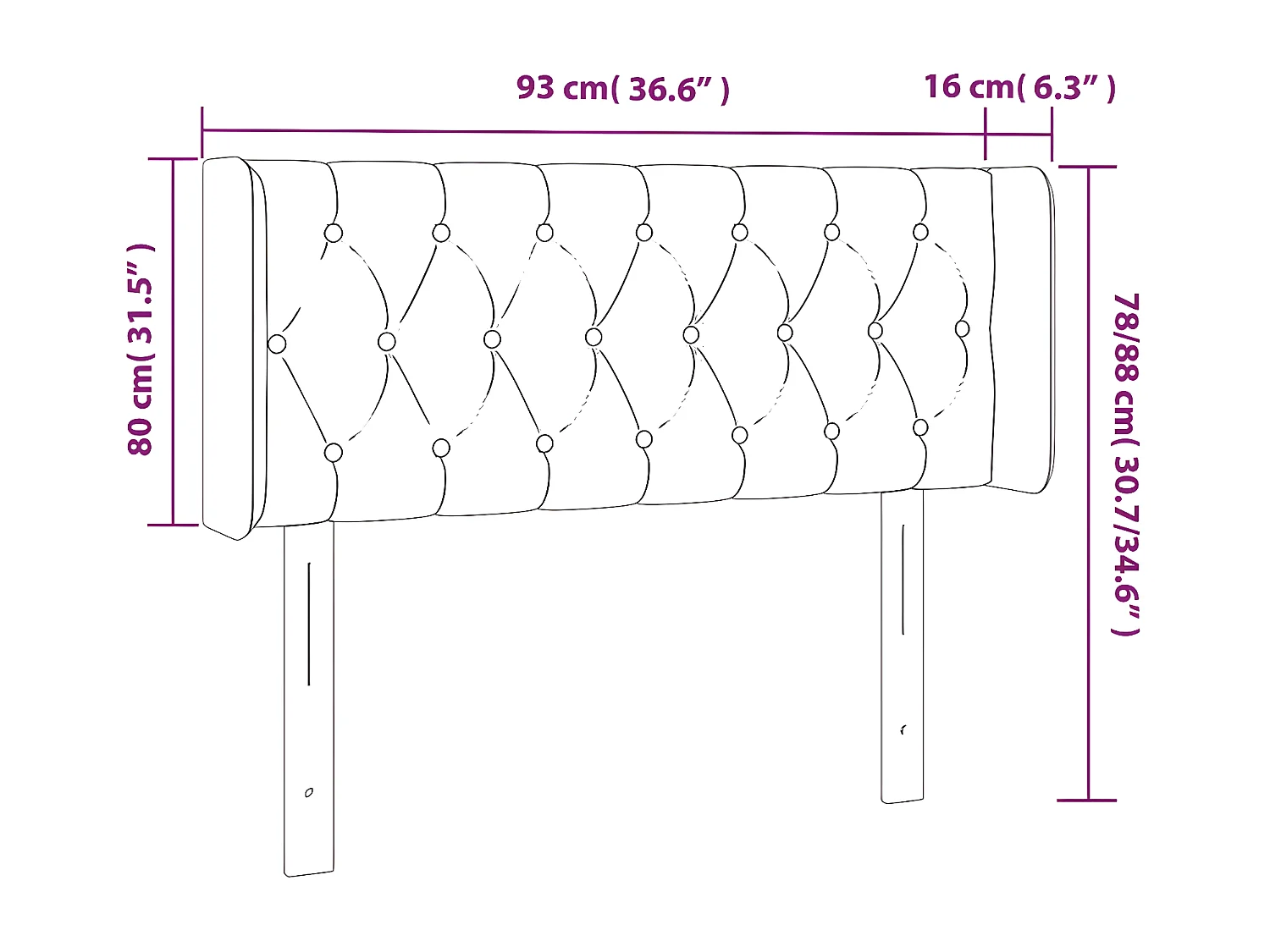 Tête de lit avec oreilles Rose 93x16x78/88 cm Velours