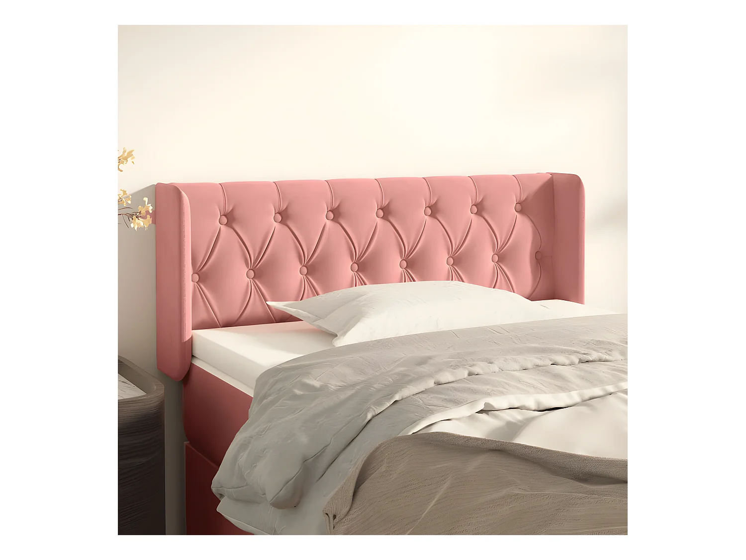 Tête de lit avec oreilles Rose 93x16x78/88 cm Velours