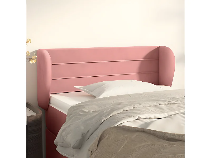 Tête de lit avec oreilles Rose 93x23x78/88 cm Velours