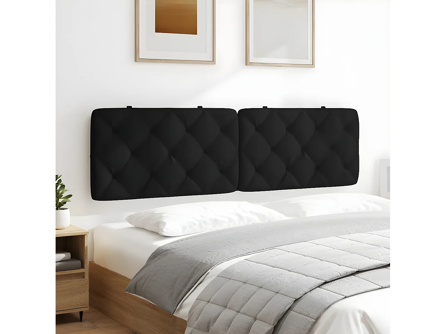 Coussin de tête de lit noir 180 cm velours