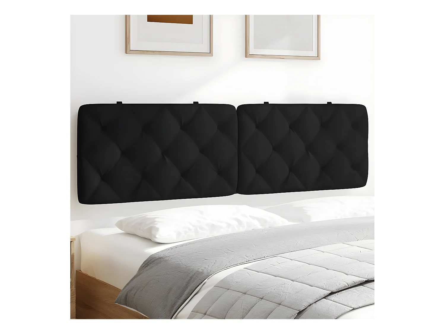 Coussin de tête de lit noir 180 cm velours