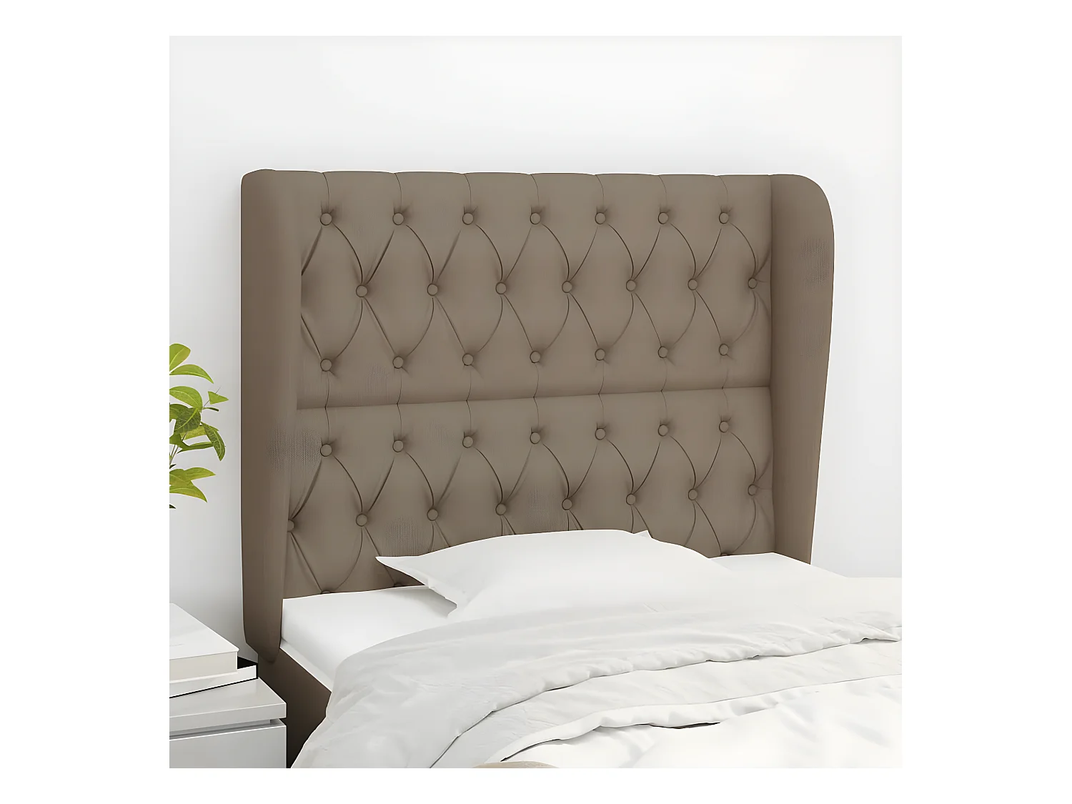 Tête de lit avec oreilles Taupe 103x23x118/128 cm Tissu