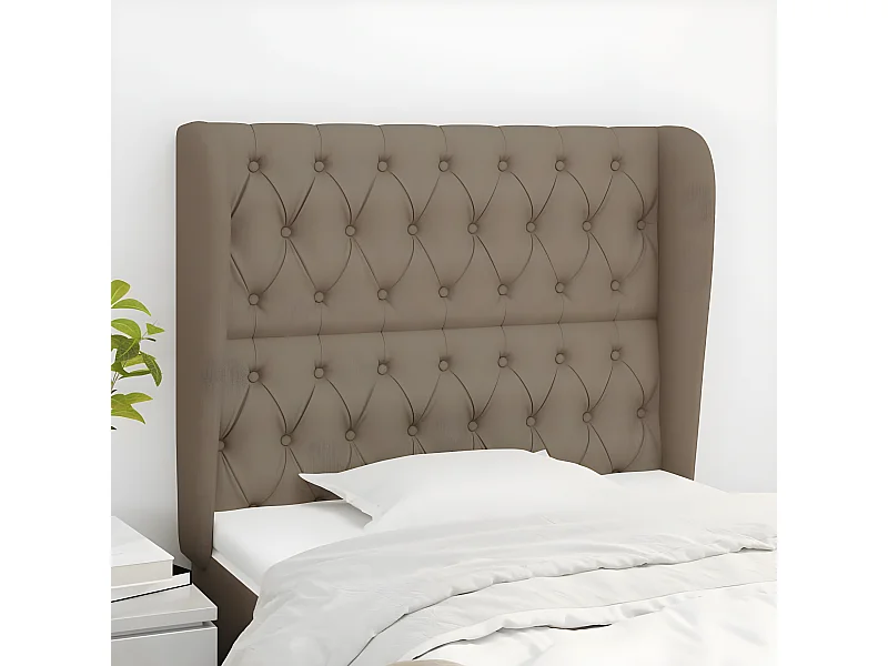 Tête de lit avec oreilles Taupe 103x23x118/128 cm Tissu