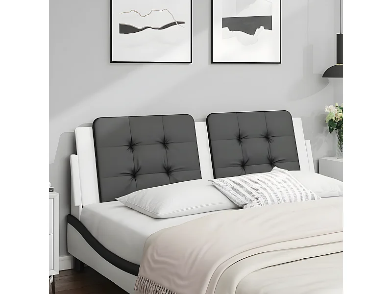 Coussin de tête de lit noir et blanc 160 cm similicuir