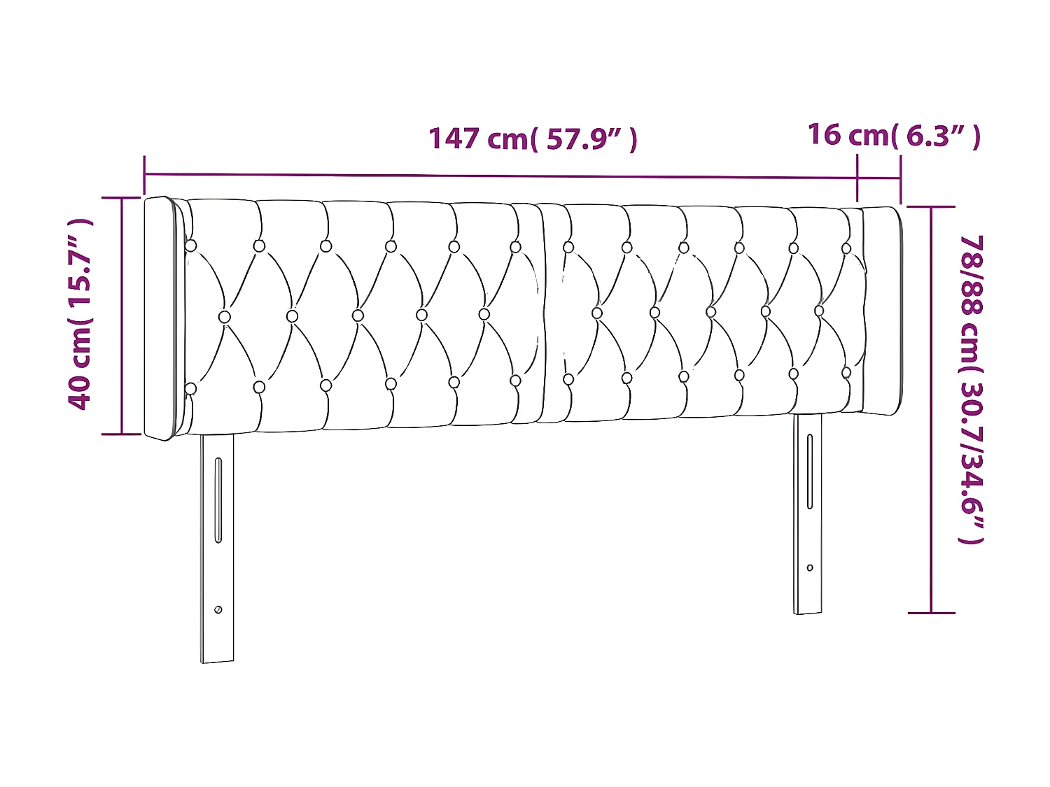 Tête de lit avec oreilles Taupe 147x16x78/88 cm Tissu
