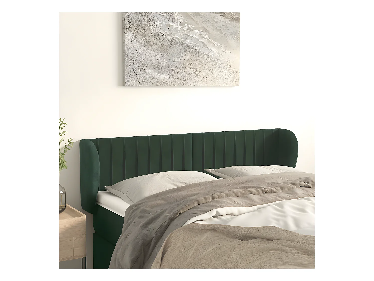 Hoofdbord met randen 147x23x78/88 cm fluweel donkergroen