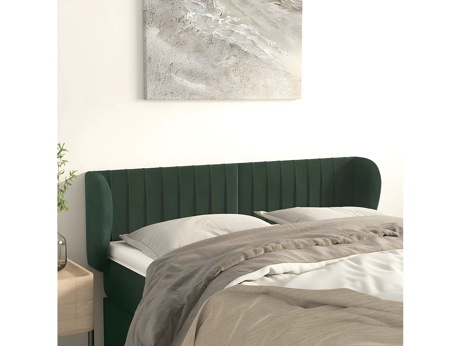 Tête de lit avec oreilles Vert foncé 147x23x78/88 cm Velours