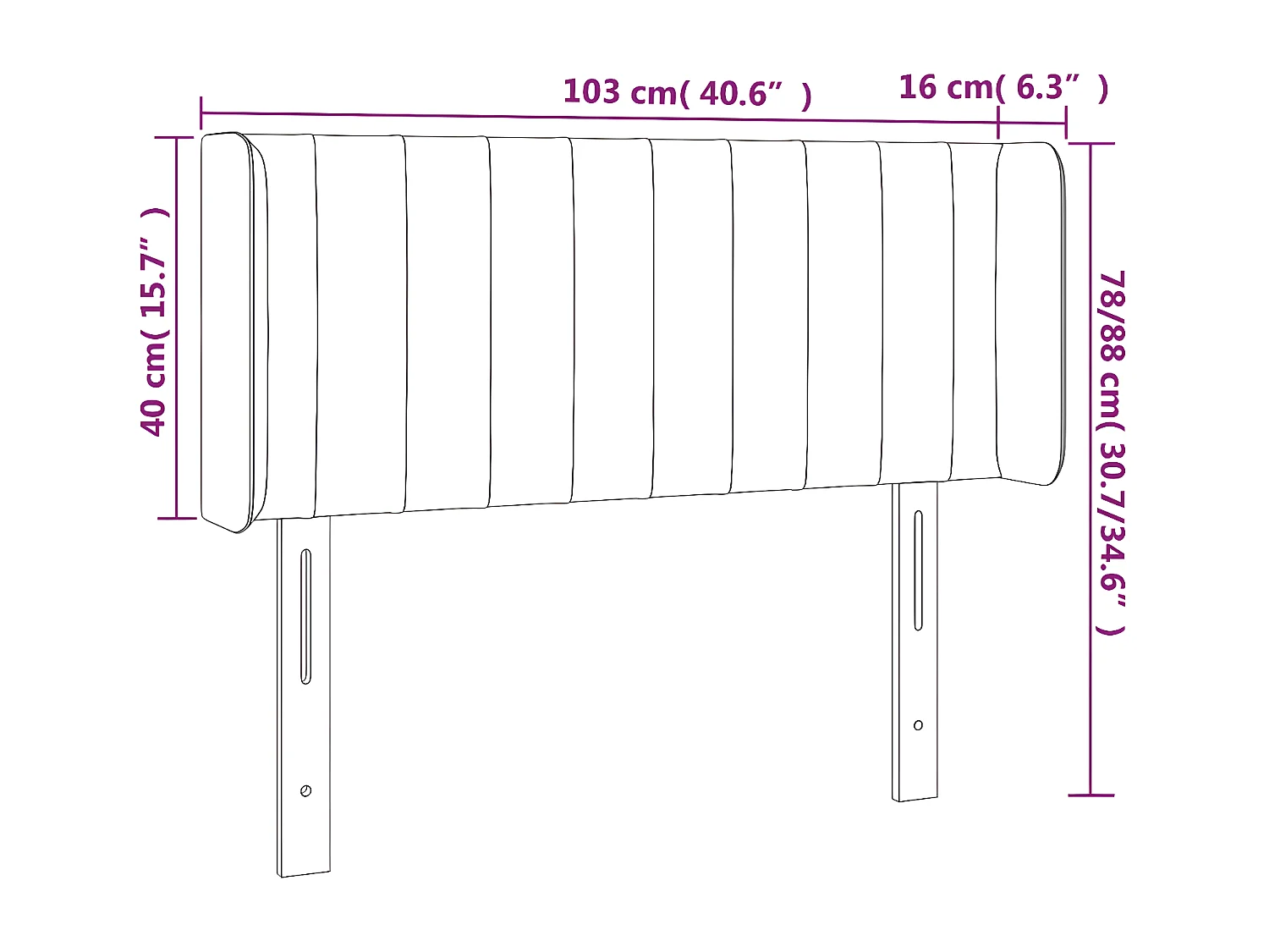 Cabecero con LED de terciopelo rosa 103x16x78/88 cm