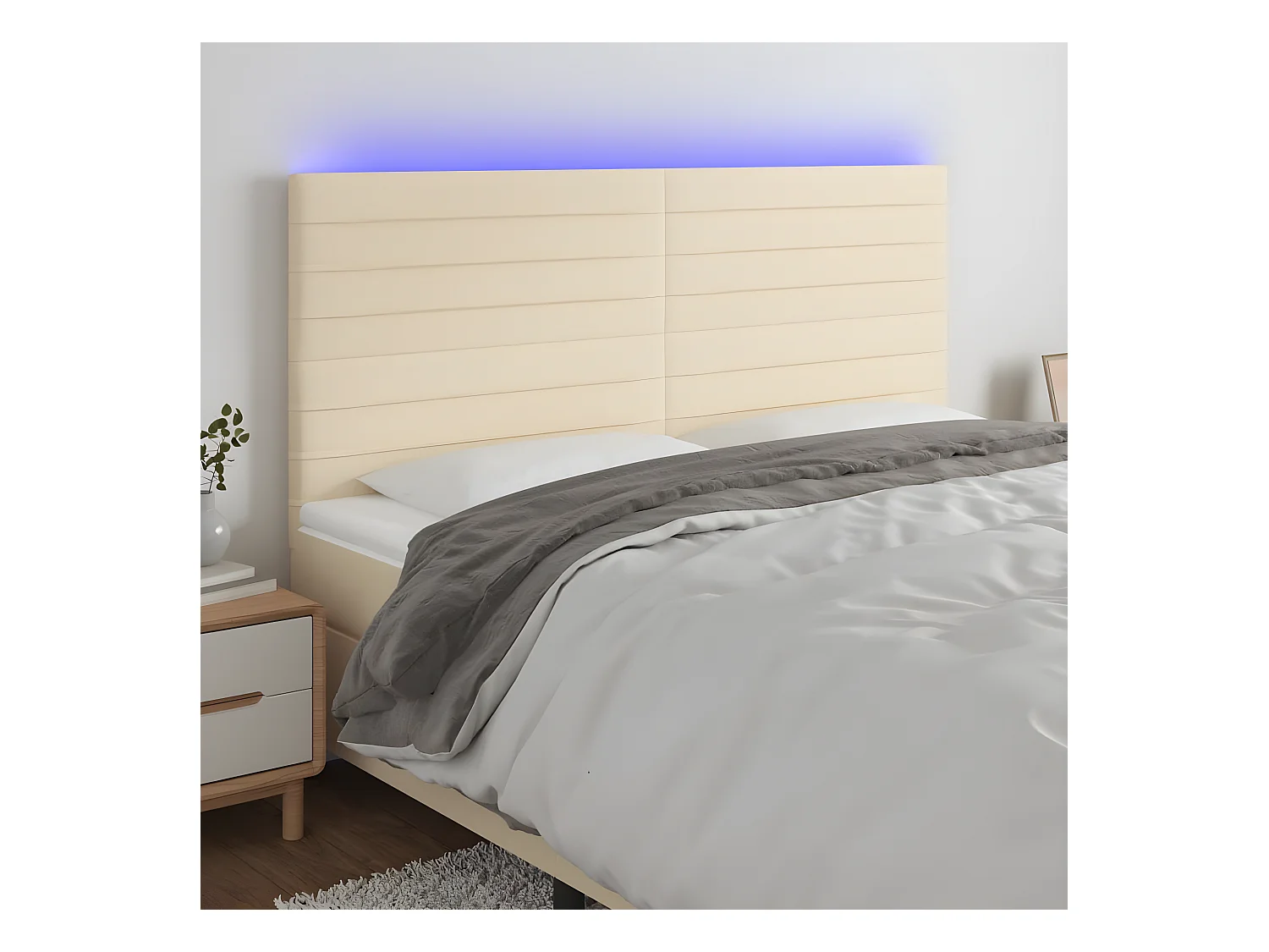 Tête de lit à LED Crème 160x5x118/128 cm Tissu