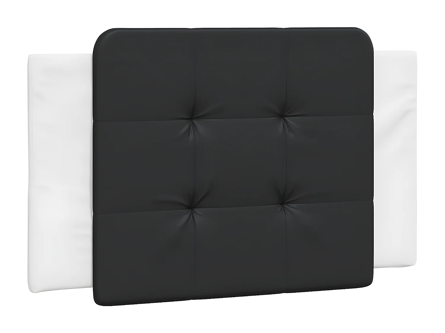 Almofadão de cabeceira 90 cm couro artificial preto e branco