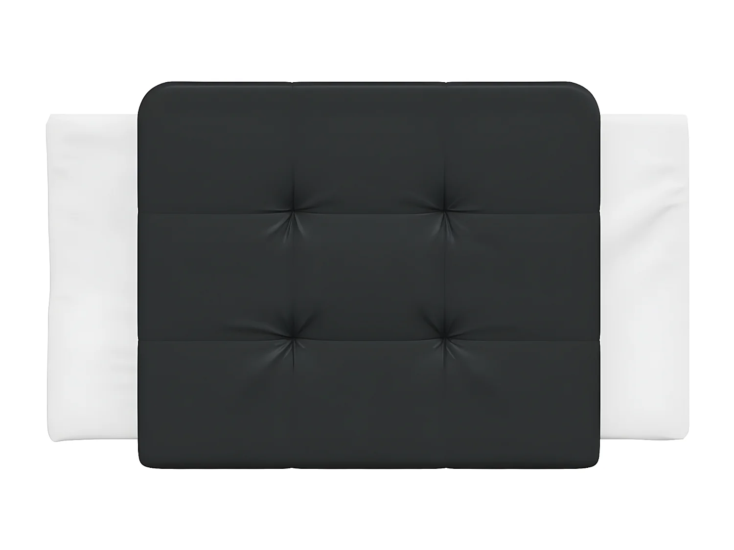 Almofadão de cabeceira 90 cm couro artificial preto e branco