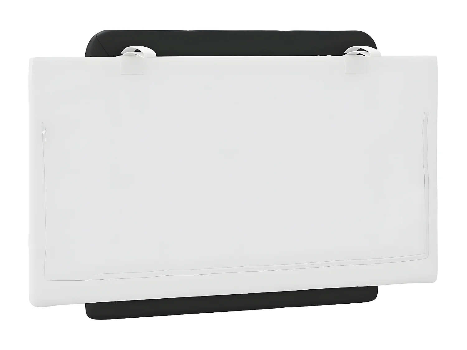 Almofadão de cabeceira 90 cm couro artificial preto e branco