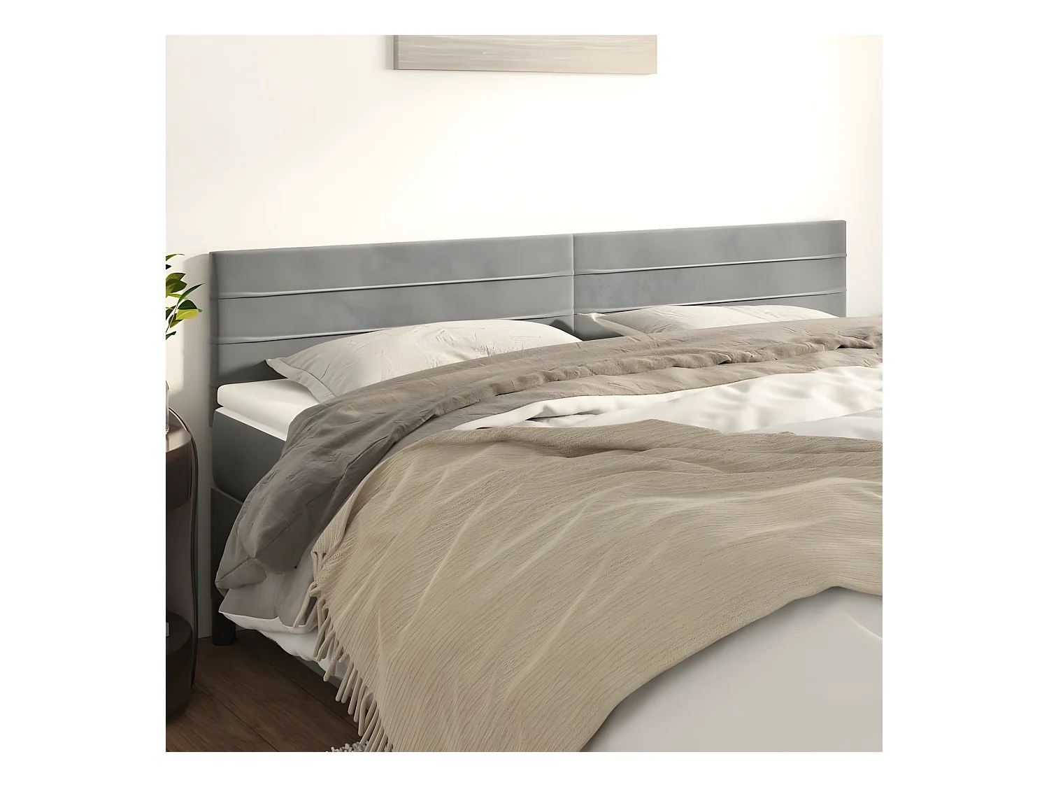 Têtes de lit 2 pièces Gris clair 80x5x78/88 cm Velours