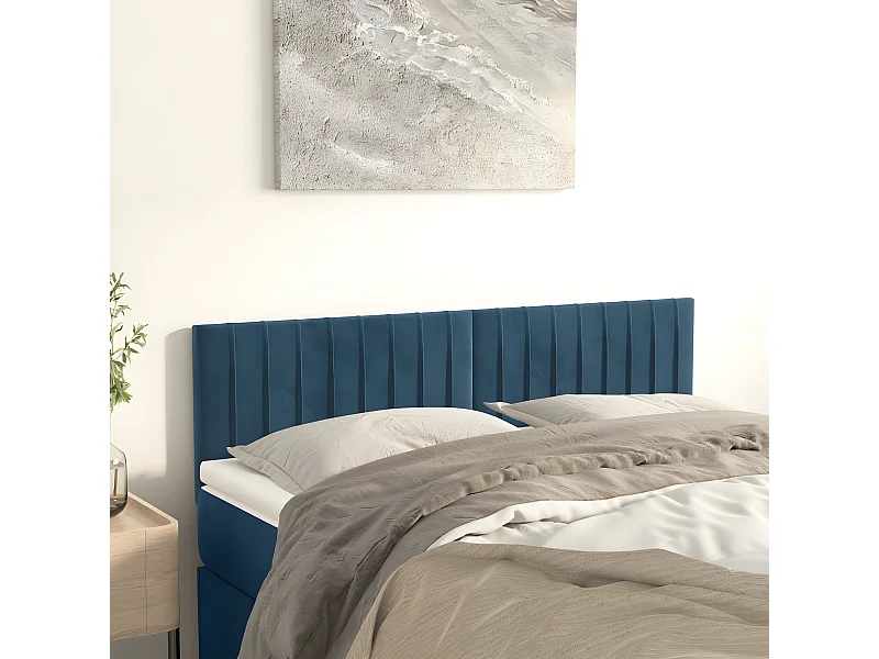 Têtes de lit 2 pièces Bleu foncé 72x5x78/88 cm Velours