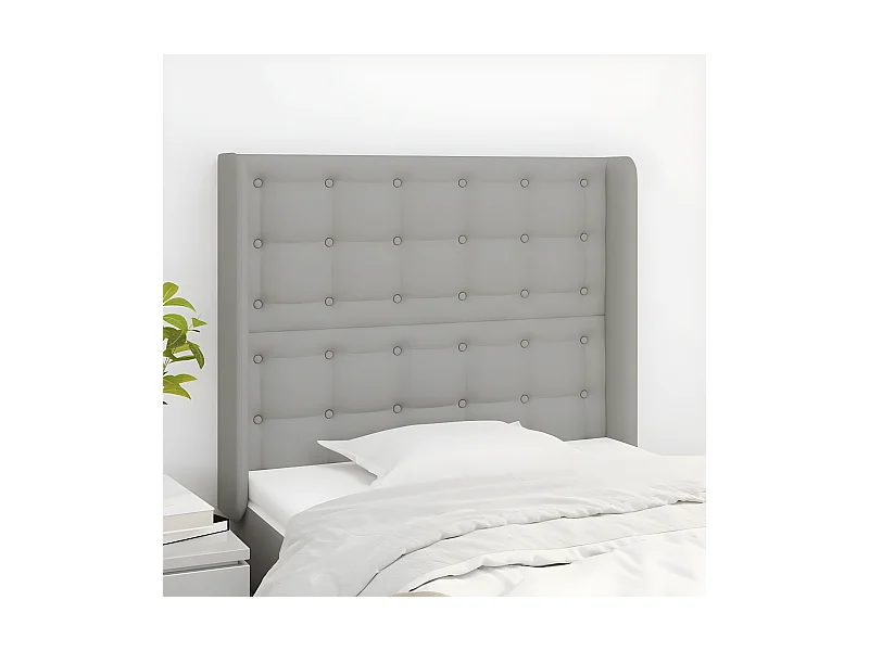 Tête de lit avec oreilles Gris clair 83x16x118/128 cm Tissu