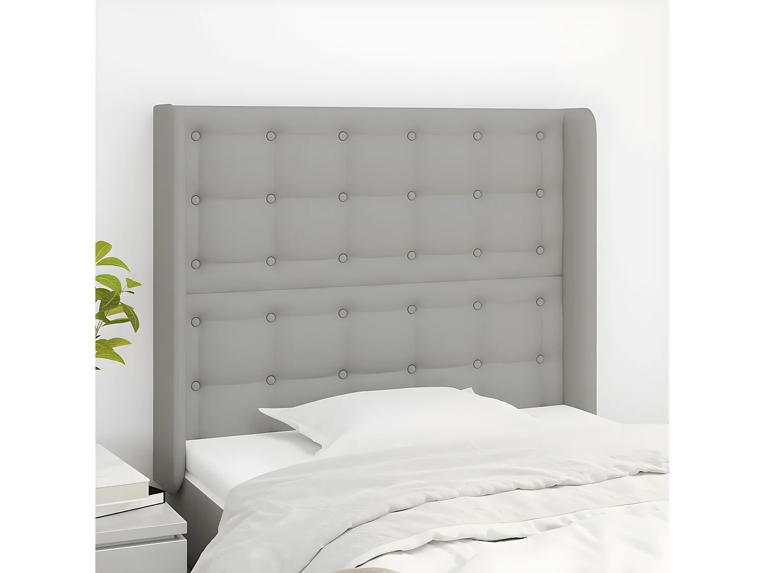 Tête de lit avec oreilles Gris clair 83x16x118/128 cm Tissu