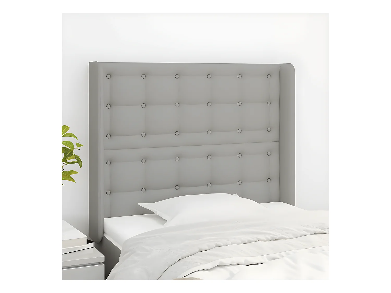 Tête de lit avec oreilles Gris clair 83x16x118/128 cm Tissu