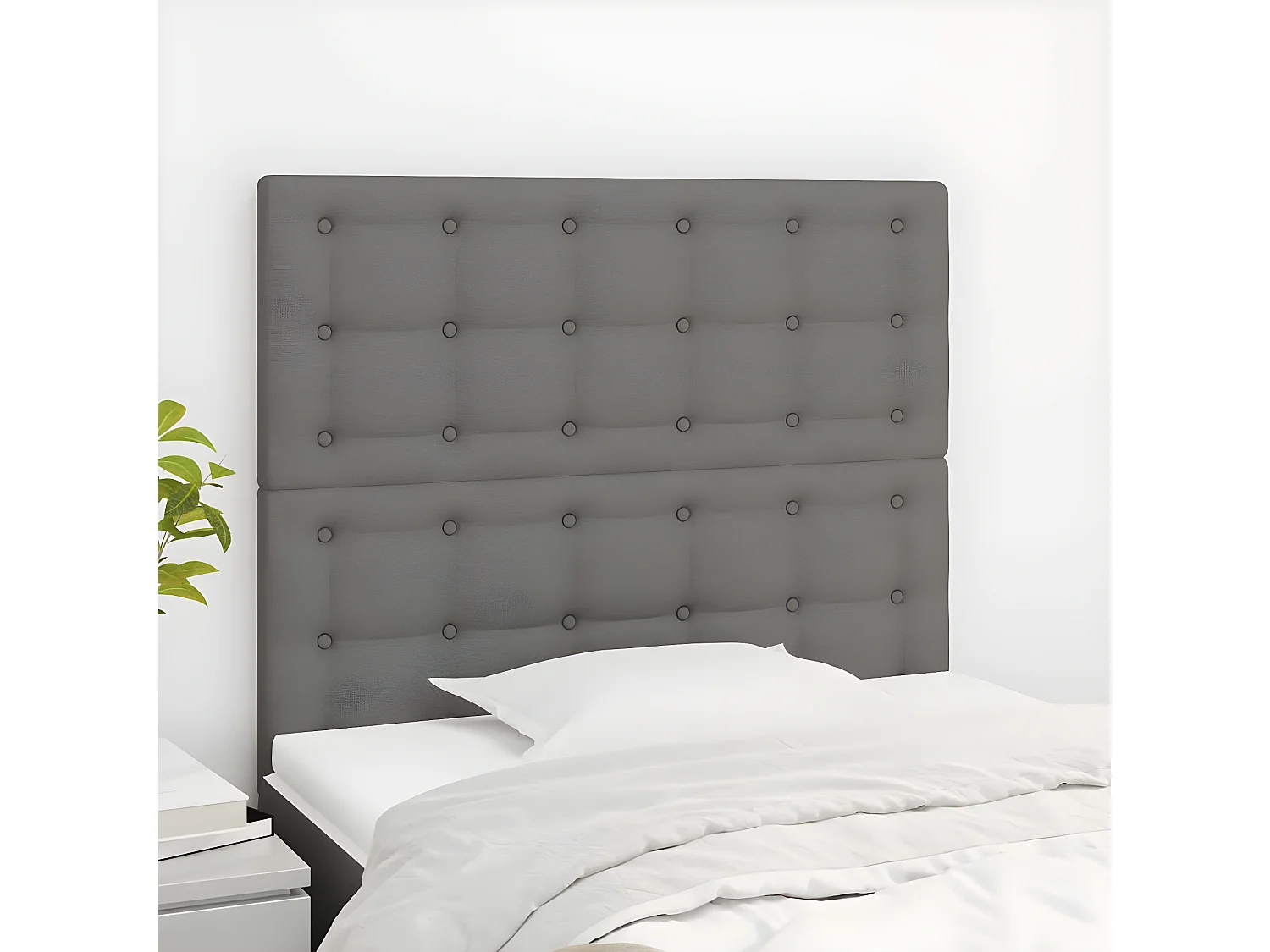 Têtes de lit 2 pièces Gris foncé 90x5x78/88 cm Tissu