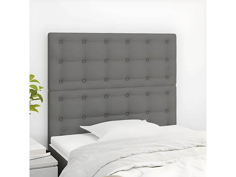 Têtes de lit 2 pièces Gris foncé 90x5x78/88 cm Tissu