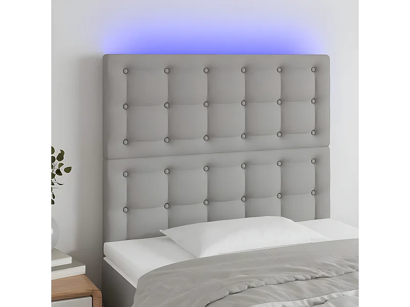 Tête de lit à LED Gris clair 90x5x118/128 cm Tissu